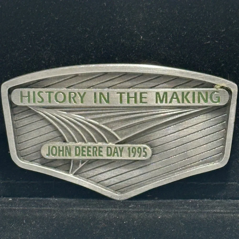 Vintage 1995 John Deere Day History In The Making Farm Belt Buckle Pewter Tone